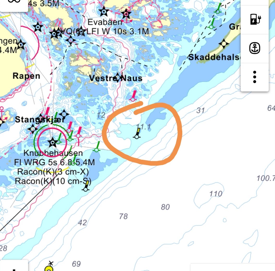 Rundingsmerket ved jomfruland er det nordligste av de to gule/sorte merkene
